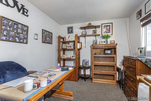 view of carpeted home office