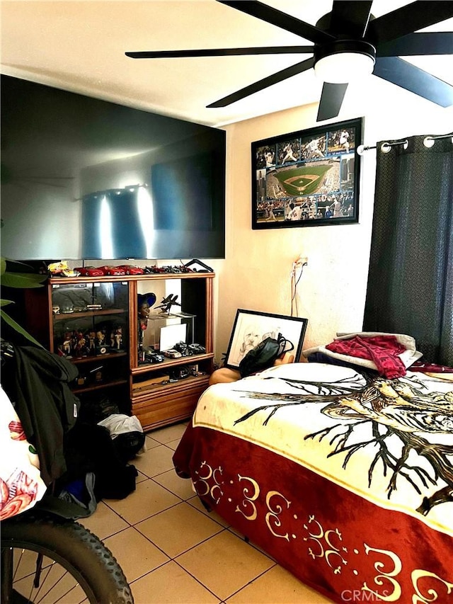 bedroom with light tile patterned floors