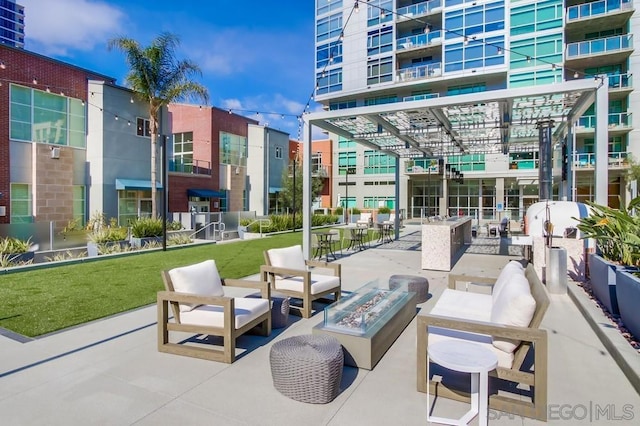 exterior space featuring a fire pit