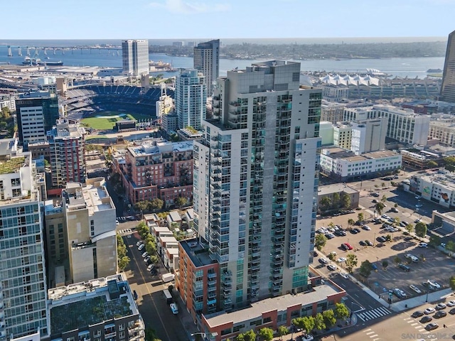 bird's eye view featuring a water view