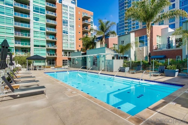 view of pool with a patio area