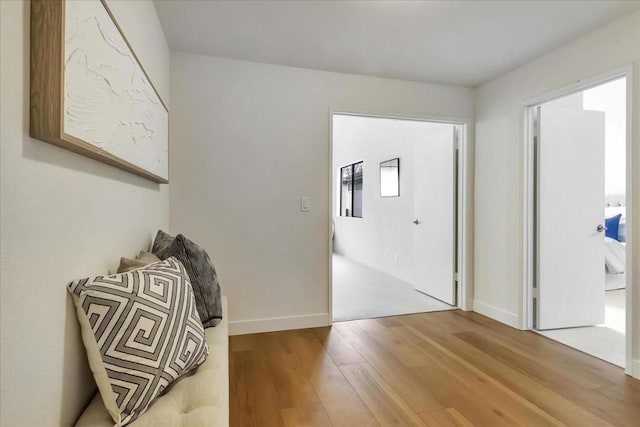 entryway with hardwood / wood-style floors