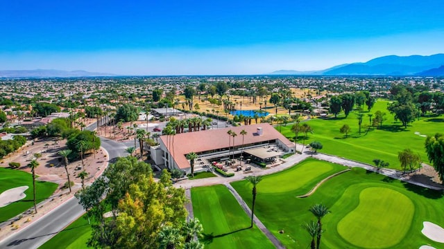 bird's eye view with a mountain view