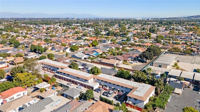 drone / aerial view featuring a mountain view