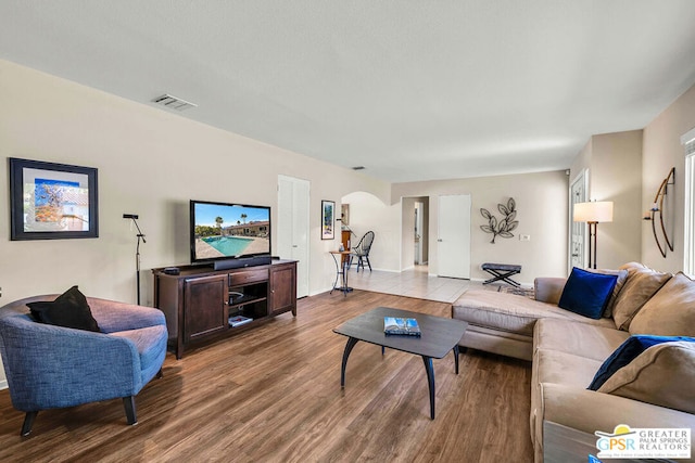 living room featuring light hardwood / wood-style floors