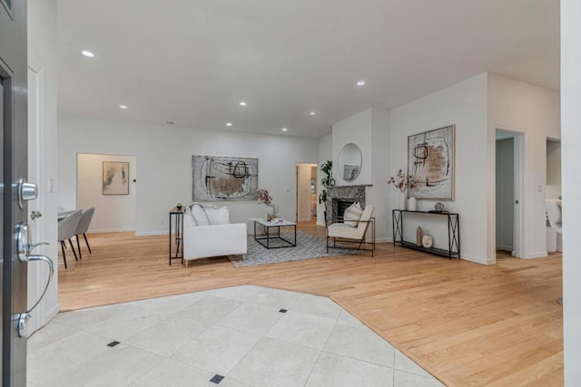 living room with light wood-type flooring