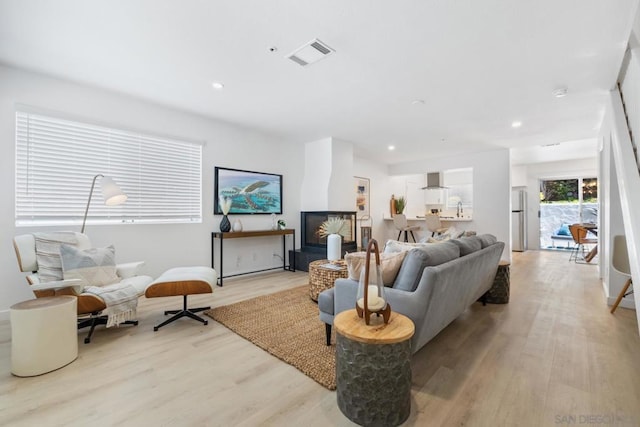 living room featuring light hardwood / wood-style floors