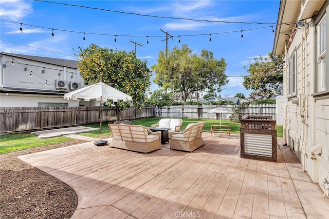 view of patio / terrace with an outdoor hangout area and a deck