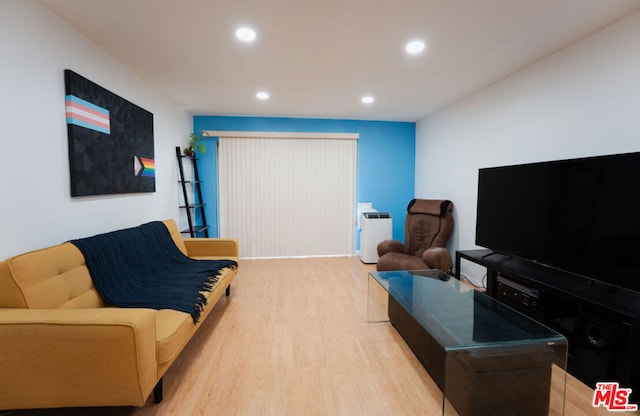 living room with light wood-type flooring