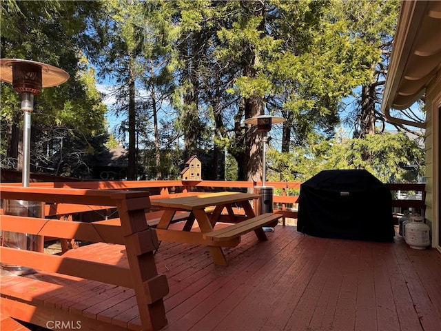 deck featuring grilling area