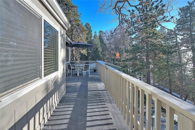 wooden balcony with a wooden deck