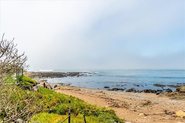 view of water feature featuring a beach view