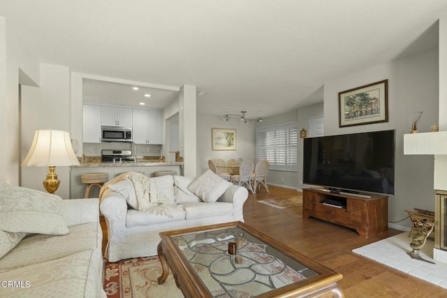 living room featuring hardwood / wood-style floors