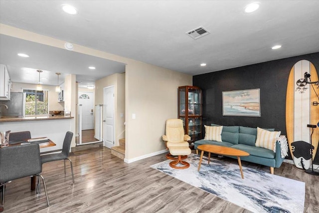 living room featuring hardwood / wood-style floors