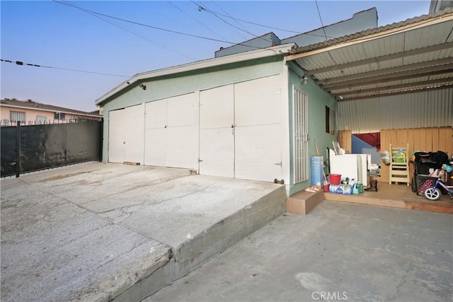 view of garage