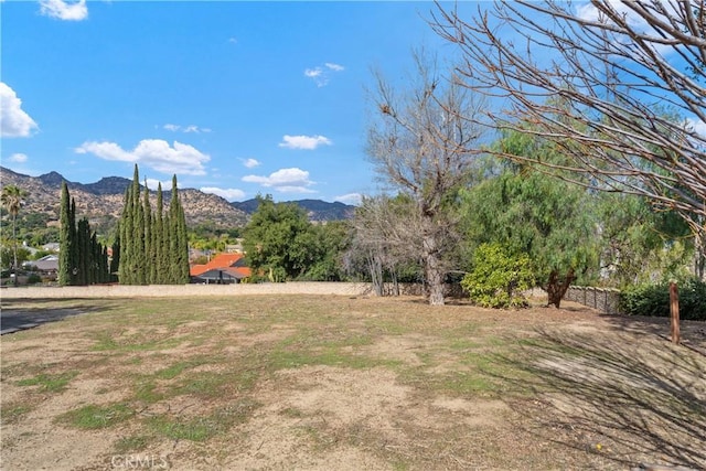 view of yard featuring a mountain view