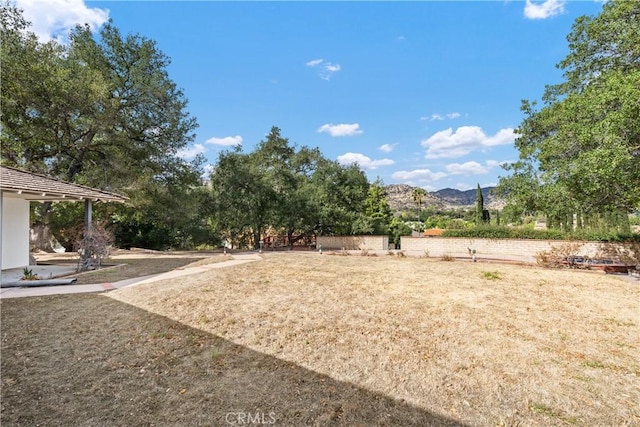 view of yard featuring a mountain view