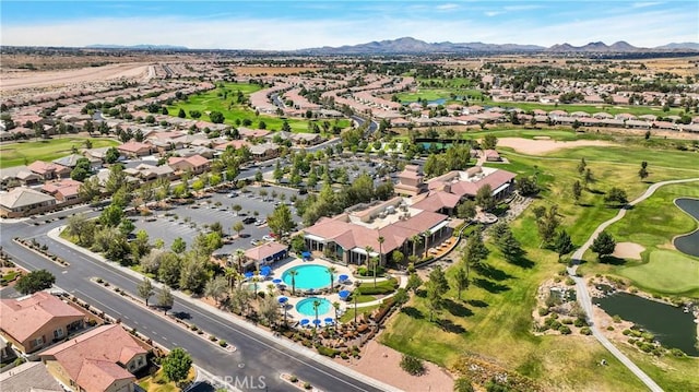 bird's eye view with a mountain view