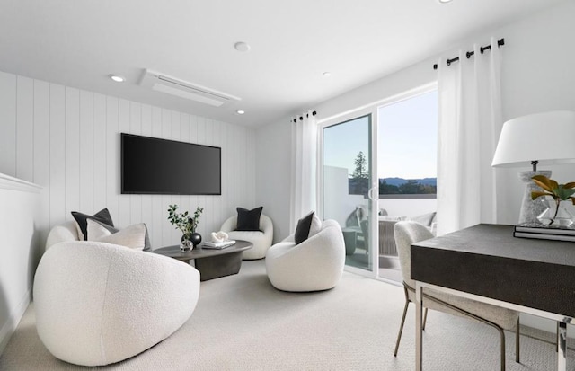 living room featuring carpet flooring