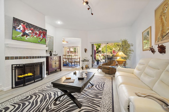 living room featuring light hardwood / wood-style flooring