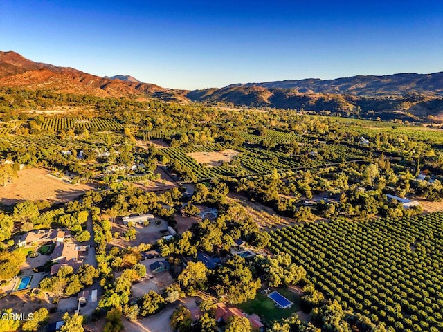 aerial view with a rural view and a mountain view