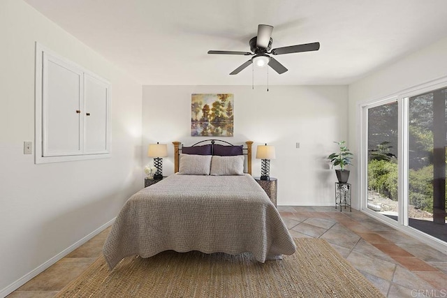 bedroom featuring ceiling fan