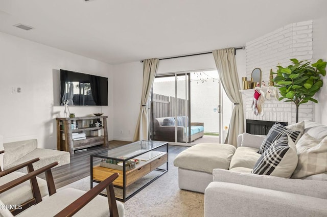 living room with wood-type flooring