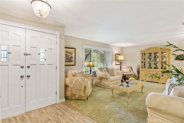 foyer entrance with light hardwood / wood-style floors