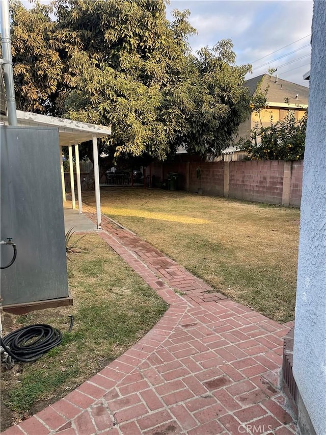 view of yard with a patio