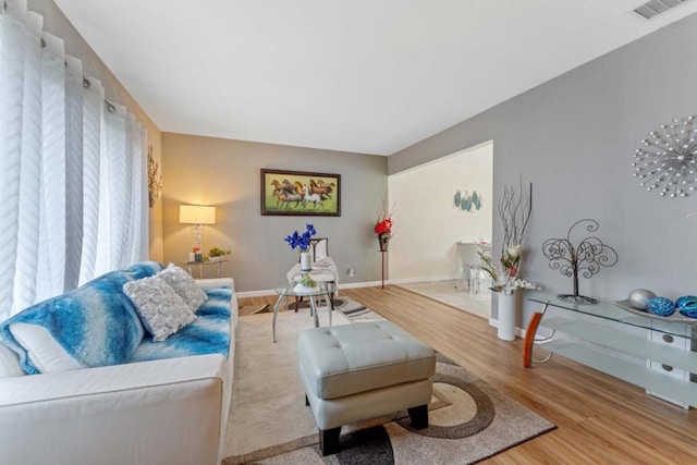 living room with hardwood / wood-style flooring