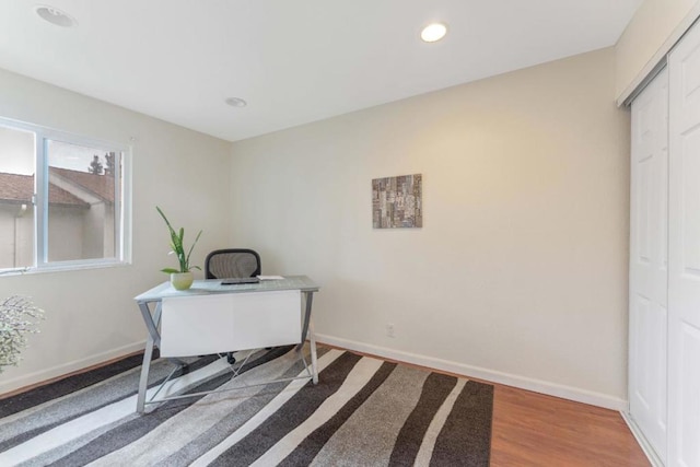 office area featuring hardwood / wood-style flooring