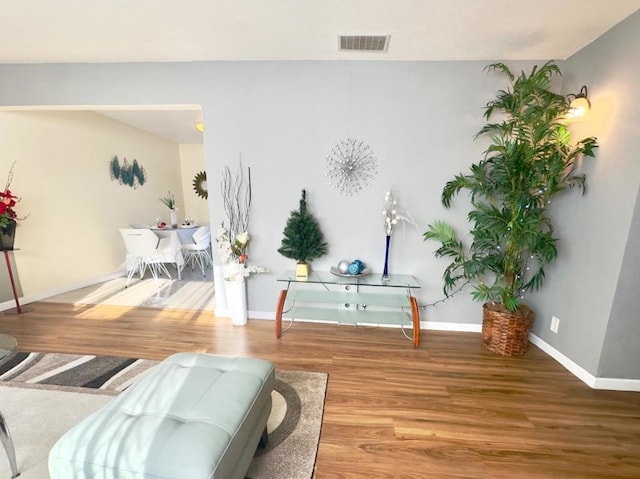 sitting room with hardwood / wood-style floors