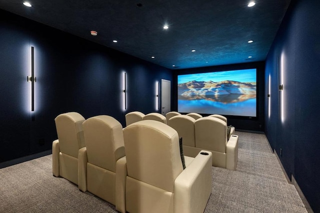 view of carpeted home theater