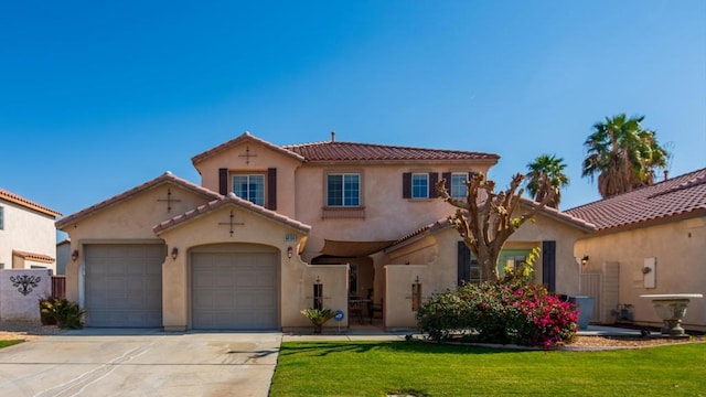 mediterranean / spanish-style house with a front lawn