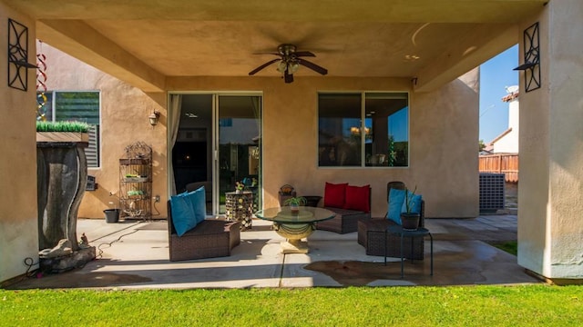 view of patio / terrace featuring outdoor lounge area and ceiling fan