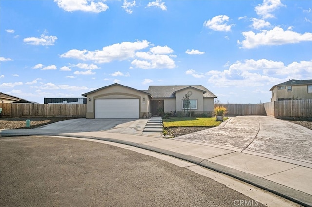 single story home with a garage