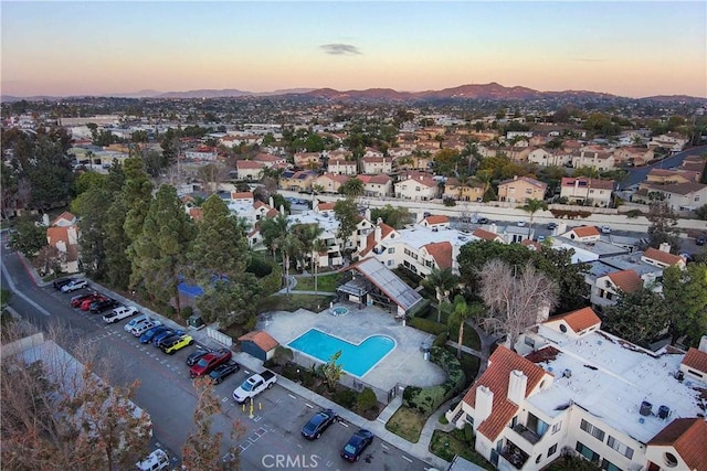 view of aerial view at dusk