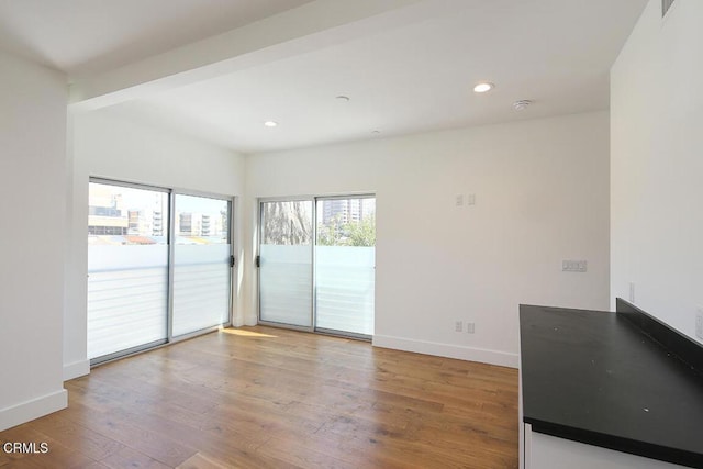 spare room featuring wood-type flooring