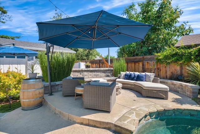 view of patio / terrace featuring an outdoor living space