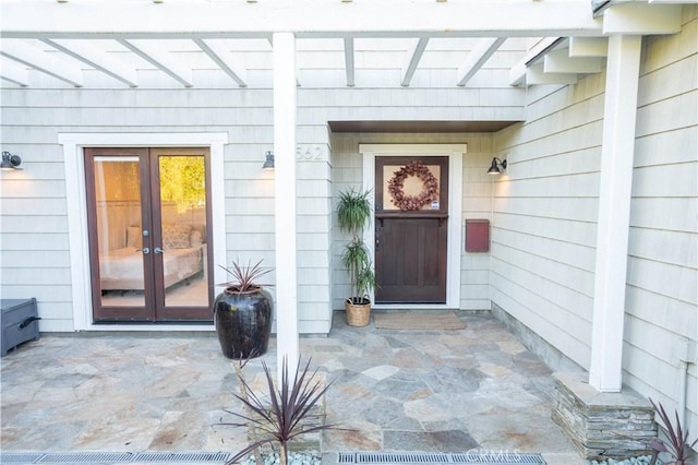 property entrance with french doors