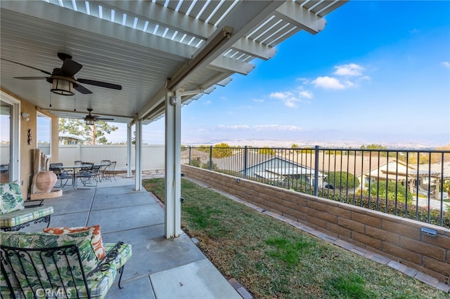 view of patio with ceiling fan