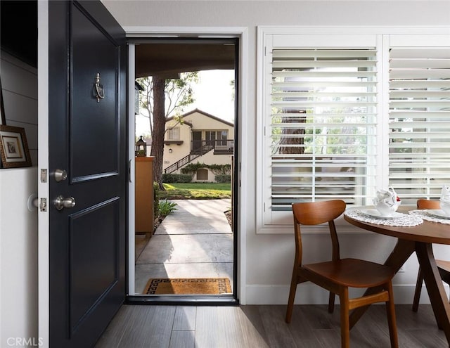 entryway featuring wood-type flooring