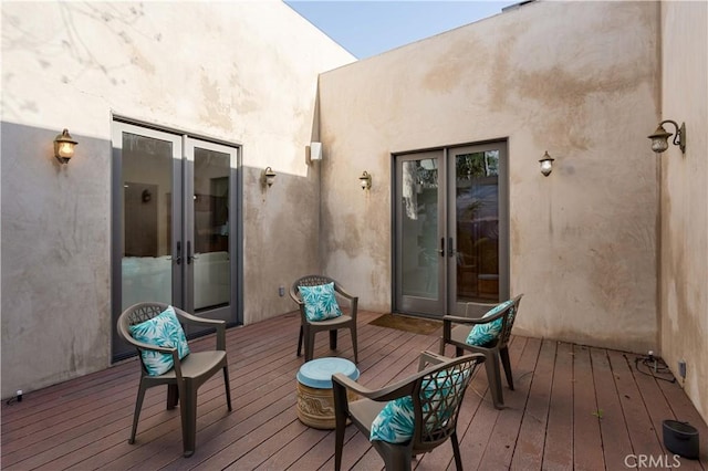 wooden deck with french doors