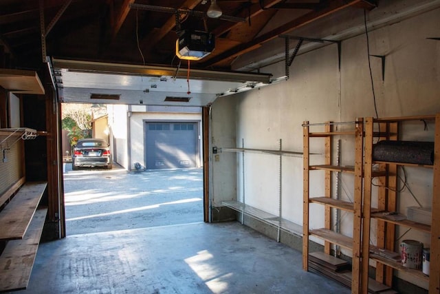 garage with a garage door opener