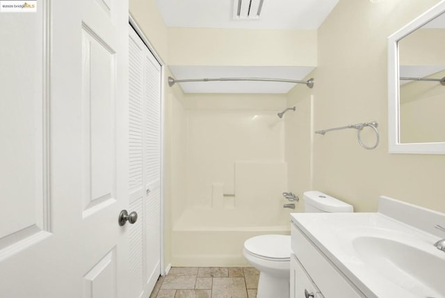 full bathroom with vanity, toilet, and shower / bath combination