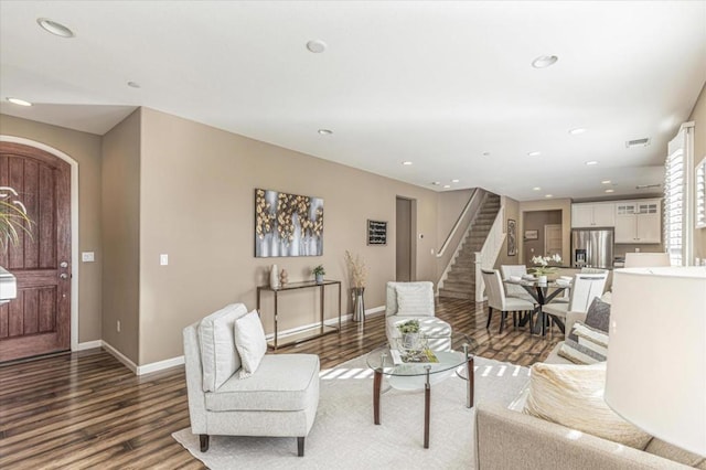 living room with hardwood / wood-style flooring