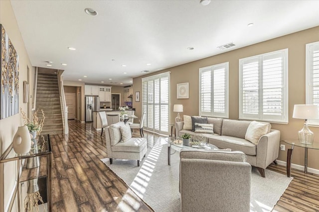 living room with hardwood / wood-style flooring