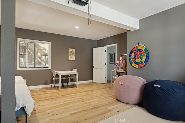 living area with light hardwood / wood-style floors