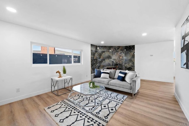 living room featuring light wood-type flooring