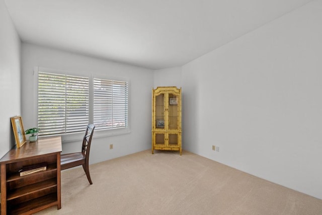 view of carpeted home office